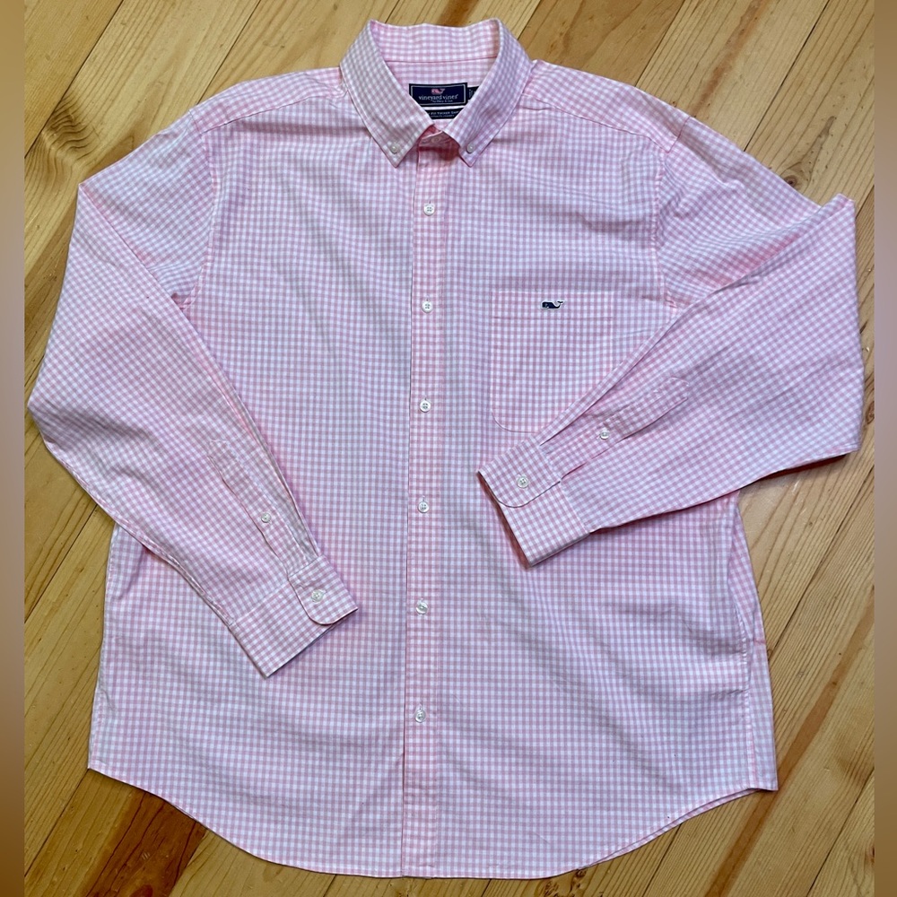 VINYARD VINES XL STRETCH POPLIN GINGHAM CLASSIC FIT TUCKER BUTTON DOWN SHIRT